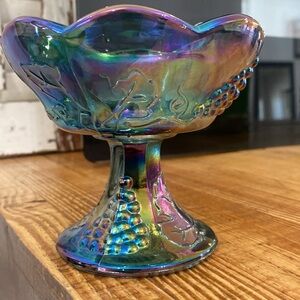 Vintage Indiana Glass Harvest Grape Carnival Glass Candle Holder
